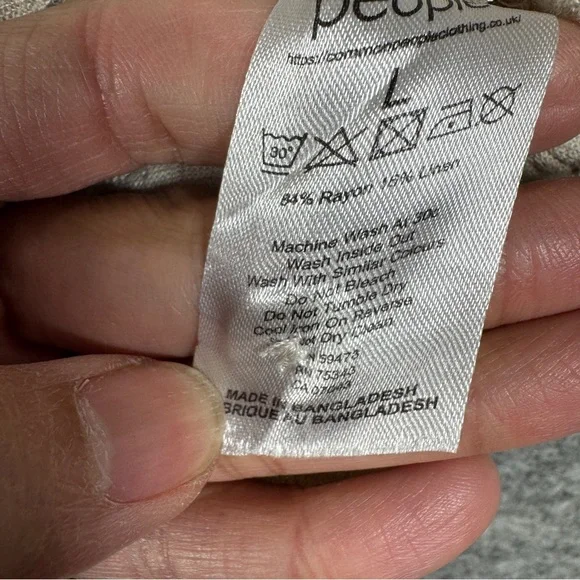 Common People Linen Blend Textured Polka Dot Button Up Shirt Size L Resort Wear - Picture 4 of 14